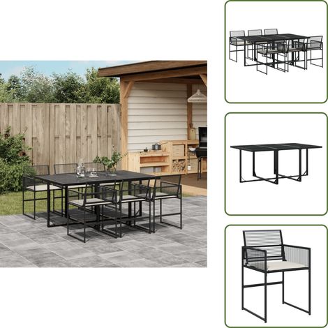 Cuscini da seduta - vidaXL Set da Pranzo da Giardino 7 pz Nero con Cuscini in Polyrattan - Rattan PE