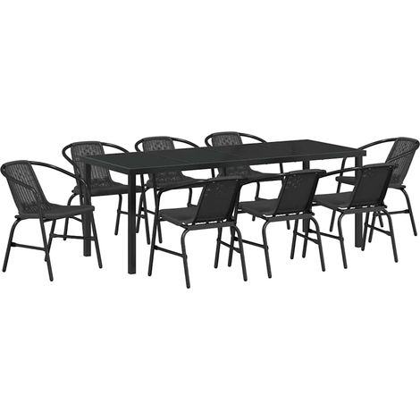 Maison Exclusive - Set da Pranzo per Giardino 9 pcs Nero