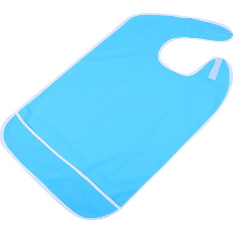 Bavoir imperméable réutilisable anti-huile pour adultes et personnes âgées, tablier de protection pour les repas (bleu ciel 50x80CM) (1/5)