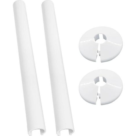 [Cubierta decorativa] 15 mm x 200 mm, funda blanca para tubos de radiador, juego de 2 tubos + 2 cubiertas.