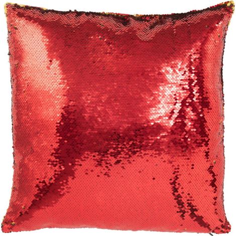 Coussin Déco Réversible "Sequin" 45x45cm Rouge & Or (1/4)