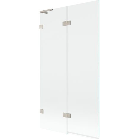 Mexen Lunar L paravento vasca da bagno a 2 ante sinistro 100 x 150 cm, trasparente, nichel spazzolato - 897L-100-100-97-00-L (1/5)