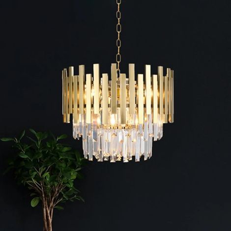 [GEBRAUCHT] B-Ware Aspen Hängelampe Pendelleuchte Gold Metall Glas Glaskristalle Transparent 30 Cm