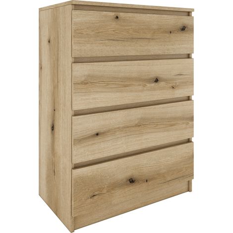 Hucoco – Commode enfant 4 tiroirs 70x40x97 cm – Structure en panneaux mélaminés – Résistante aux rayures et à l'humidité – Finition aspect bois (1/7)