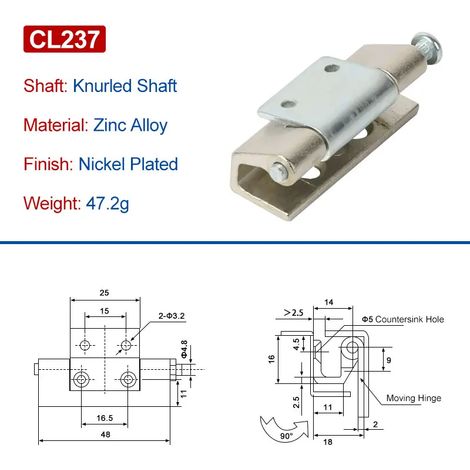 (CL237-DNXHJ-GHG-2PCS)CL237 Charnière d'armoire pour équipement industriel DB237, charnière invisible soudée de type carte moulée en acier inoxydable 304 de précision (1/5)