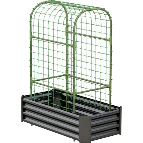 Letto rialzato da giardino con griglia 120x60x150 cm in metallo nero MODENUIT (1/5)