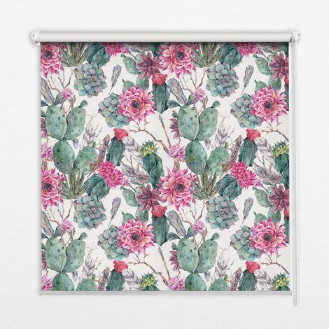 Store Enrouleur Intérieur pour Fenêtre - Store Tamisant - Store Enrouleur qui Laisse Passer la Lumière - Store Brise-Vue - Store  - Store pour Intérieur - (70 cm x 140 cm) - Fleur de cactus