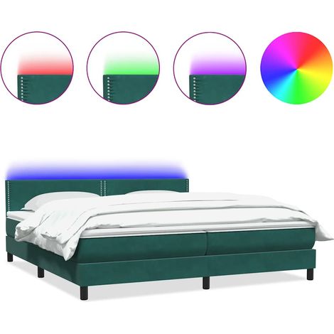 Maison Exclusive - Letto a Molle con Materasso e LED Verde Scuro 180x220 cm Velluto (1/5)