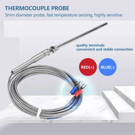Sonde de température thermocouple type K filetage M8 100mm câble 0-400℃ (4m) (1/5)