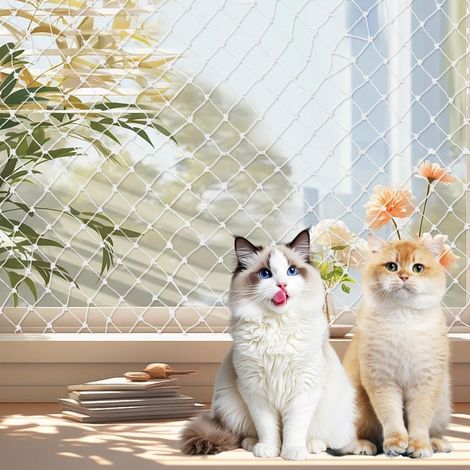 Filet de protection transparent pour chat - 10 x 3 m - Sans perçage - Résistant au V et à la déchirure - Filet de balcon en nylon transparent pour chats - Pour balcon, portes extérieures et (1/5)
