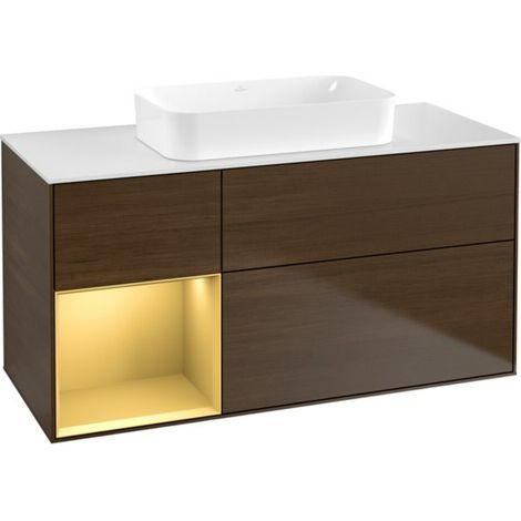 V&B Waschtischunterschrank Finion 120x60 cm, Reg li gol m, Walnut veneer (1/2)