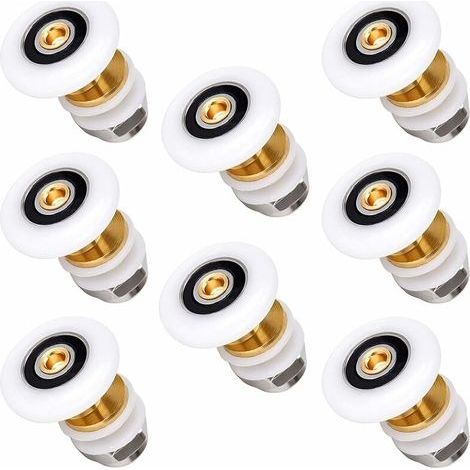 Set mit 8 Duschkabinenrollen (25 mm), Gleitlager für Duschkabinenrollen, Exzenterrolle für Schiebetüren, passend für die meisten Duschkabinen. (1/5)