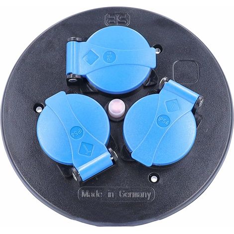3-fach-Steckdoseneinsatz mit Thermoschutzschalter blau IP44