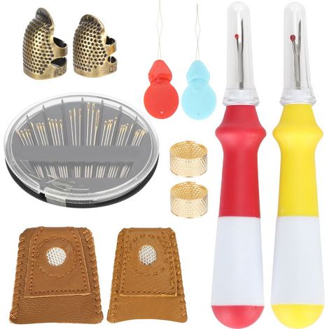 Lot de 3 dés à coudre, protège-doigts, découd-vite, enfile-aiguille, outils de couture tricot quilting DIY (1/5)