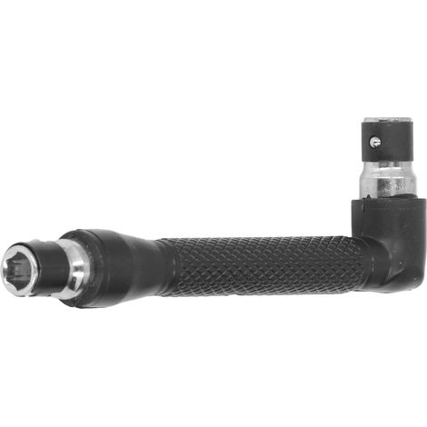 Clé à douille hexagonale double en forme de L à 90 degrés de 1/4 pouce avec adaptateur pour tournevis à angle droit (1/5)