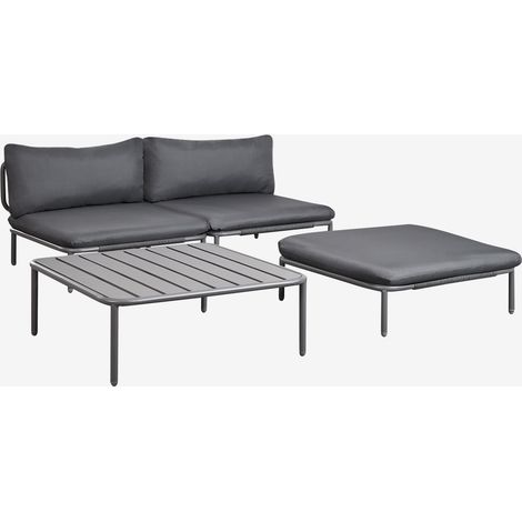 Set da giardino con divano componibile in 2 pezzi, pouf e tavolino Roubly SKLUM (1/5)