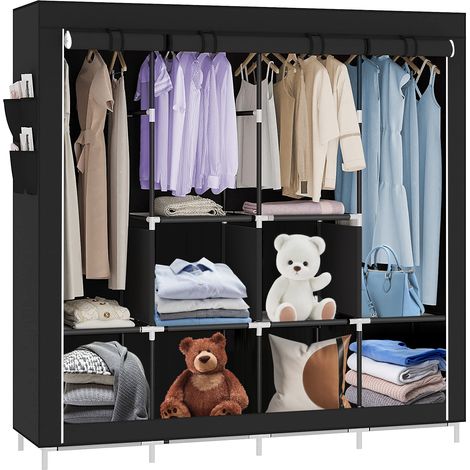 Armoire de Rangement, Penderie Portable avec Barre de Suspension, 16745170cm - gris foncé,Porte-vêtements Pliable, Vestiaire, Chambre, Salle d’étude (1/5)