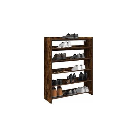 Étagère à chaussures chêne fumé 80x25x100 bois d'ingénierie (1/5)