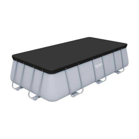 Bestway – Couverture de piscine tubulaire 396 x 172 cm – PVC résistant – Trous d'évacuation pour éviter l'accumulation d'eau – Cordes de fixation incluses