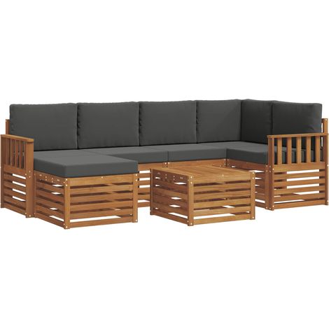 Outdoor-Sofagarnitur 7 stk. Natur und Anthrazit Polyester vidaXL (1/5)