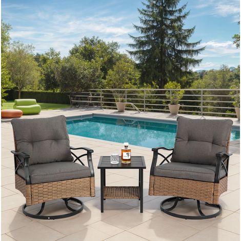 Sessel Stuhl drehbar Gartenmöbel Set Stahl OKMYHOME (1/5)