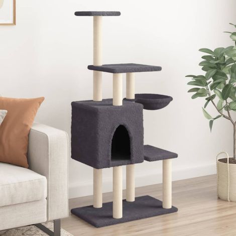 vidaXL Arbre à chat avec griffoirs en sisal Gris foncé 131 cm (1/5)
