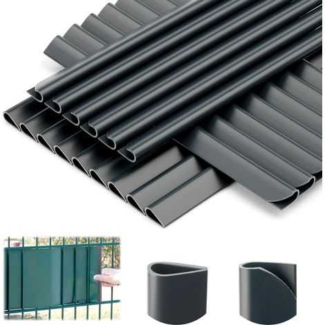 Lot de 30/50 clips de clôture, clips de fixation, brise-vue, 19 cm, en PVC, pour panneaux à double fil, accessoires de clôture résistants aux intempéries, pour clôture de jardin, anthracite (1/5)