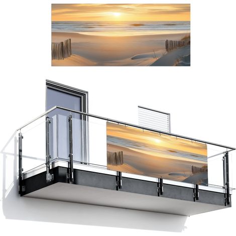 Balcony Privacy Banner Beach - Dunes - Sunset 200x90 cm (1/4)