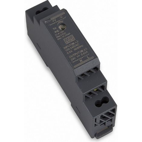 Alimentatore Guida DIN CA/CC Ultra Slim 15W 24V 0,63A Meanwell HDR-15-24 (1/4)