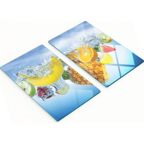 Planches décoratives multifonctions en verre pour la cuisine, pour fruits et eau, 2 x 30 x 52 cm (1/5)