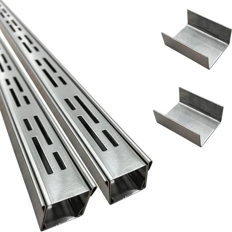 Caniveau Etroit Terrasse 3,5 Cm de Large, 2 M de Long, Caniveau Exterieur Extra Plat de ExtéRieur en Acier Inoxydable 304 avec Raccord, Canalisation de Drainage pour Balcon/Trottoir (1/5)