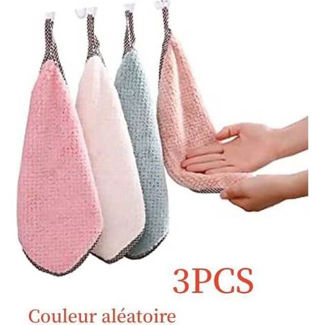 Torchons de Cuisine - Molleton Corail - Réversibles - 24x24CM - 3 pièces - Salle de Bain Couleur aléatoire multicolore TORCHON (1/5)