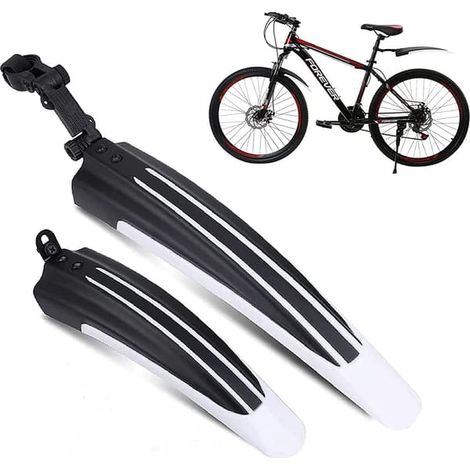 Garde-boue universel avant et arrière, garde-boue de vélo à couverture intégrale, épais, élargi et réglable, compatible avec les vélos de route et VTT de 20/22/24/26 pouces, blanc (1/4)