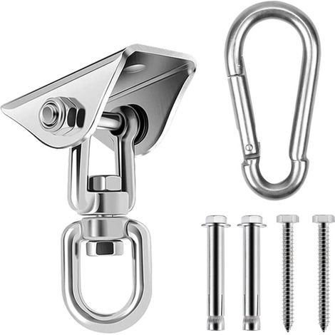 Robuster Deckenhaken aus Edelstahl, 360° drehbar, zur Deckenmontage geeignet für Hängesessel, Boxsäcke, Hängematten und Yoga-Ausrüstung. (1/5)