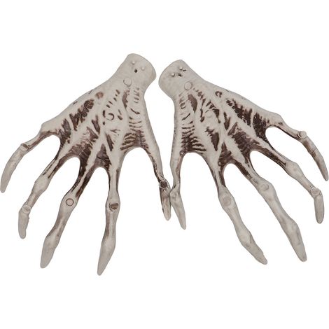 Squelette de sorcière d'Halloween - 1 paire de mains réalistes en plastique effrayantes pour décoration d'Halloween (1/5)