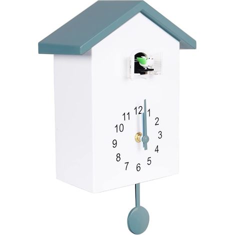 Horloge murale scandinave QttvbTna, plastique ABS robuste, blanc et bleu, dimensions 15x9x25 cm, design épuré pour salon ou bureau. (1/5)