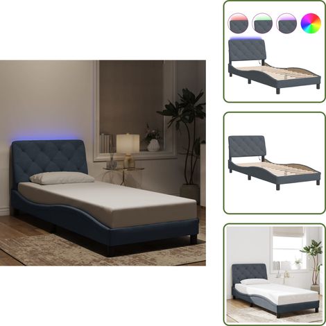 Bettgestell mit LED-Leuchten Dunkelgrau 80x200 cm Samt - Samtsofa - Bettrahmen - Doppelbett - Boxspringbett - Nachttisch (1/5)