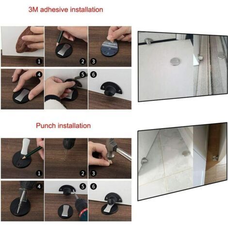 Butée de Porte Magnétique en Acier Inoxydable 304, Support de Porte de Bureau de Restaurant d'hôtel à la Maison Door Stop-Argent Brossé (1/5)