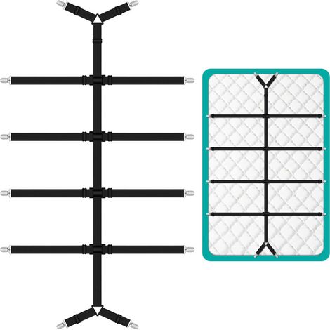 Sangles réglables pour fixation de draps, clips métalliques de maintien, bandes élastiques pour draps et housses de matelas, système anti-déplacement pour canapé et literie, noir (1/5)