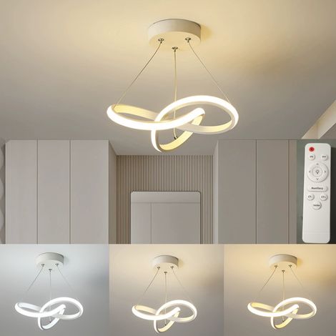 Suspension linéaire, Puissance de 27 W, Luminaire suspendu circulaire, Hauteur réglable, Idéal pour hôtels et appartements (30 cm, Télécommande incluse)