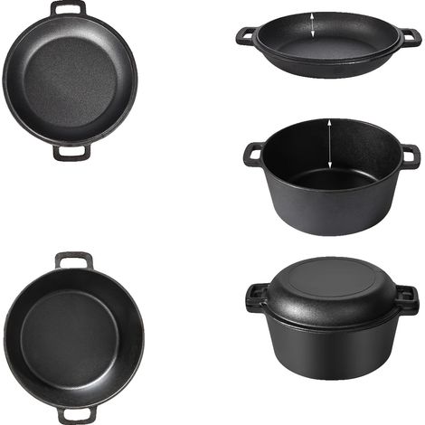 Gusseisen Dutch Oven, Große Kapazität, Vielseitige Kompatibilität, 1 Set (1/2)