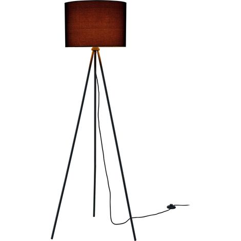 lampadaire (1 x socle E27)(150cm x 60cm) abat-jour (noir) parasol et lampadaire à trois pieds