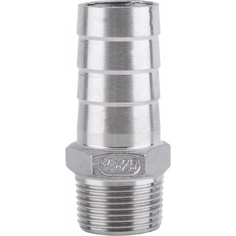 Raccord de tuyau, adaptateur, raccord fileté mâle en acier inoxydable SS304, raccord BSP, tuyau cannelé, connecteurs de pièces (3/4'' x 25 mm) (1/5)
