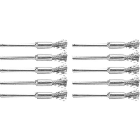 Ensemble de 10 brosses métalliques, ventouse électrique, accessoires de perçage en acier inoxydable pour le polissage et le nettoyage (stylo S)