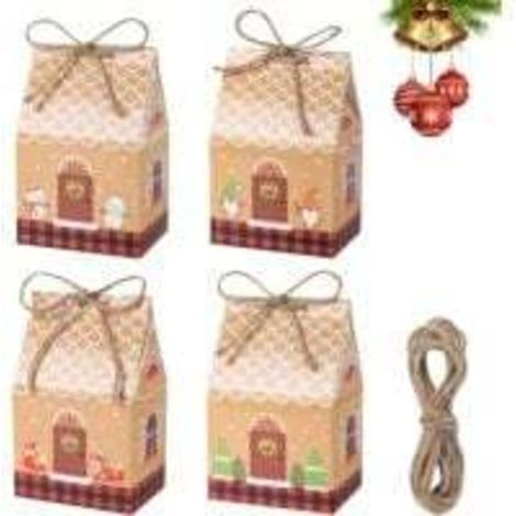 [JAMAIS UTILISÉ]24 Pcs Boite Cadeau Noel,Boite de Chocolat Noël avec 10 m Corde Chanvre, Decoration Fete Noel Boite Gateau Noel pour Emballage Cadeau Noel, Bonbon Noel, Bonbons, Biscuits, Jouets, Cupc