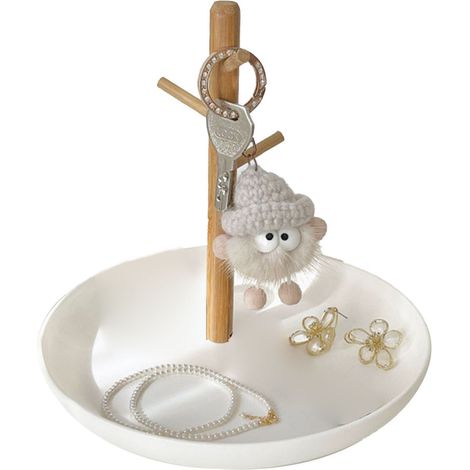 Plateau de rangement rond avec étagère, blanc, organisateur de bureau, surface lisse, facile à nettoyer pour le salon (1/5)