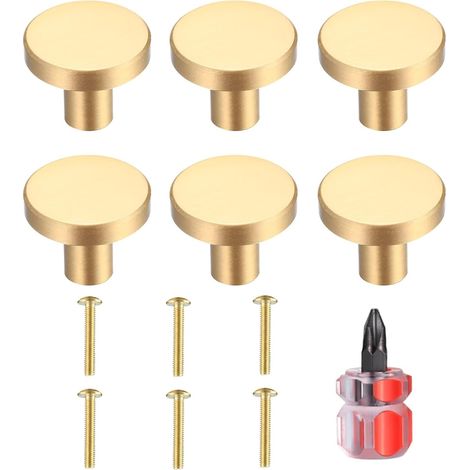 6 Pièces Boutons Tiroir Ronds Or, Boutons de Meubles Armoire Ronds en Or (1/5)