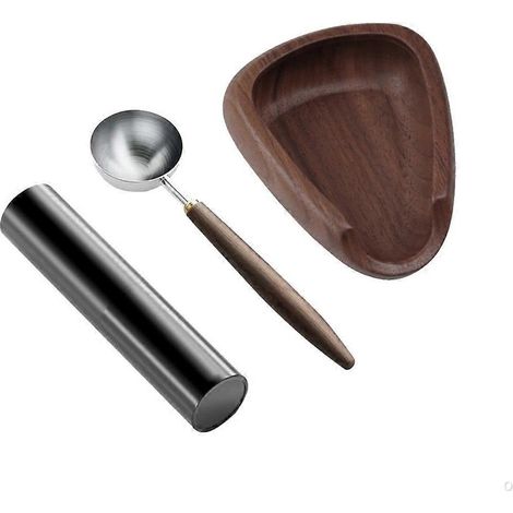 Balance à café, plateau à café moulu, bol spécial, cuillère doseuse, plateau doseur, noyer noir (1/5)
