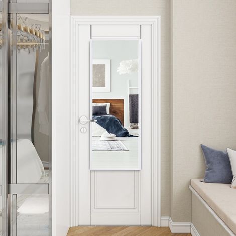 Miroir à Suspendre sur Porte avec Crochets de Suspension Réglables en Hauteur 36,5 x 107 CM Blanc Maison Chic (1/4)