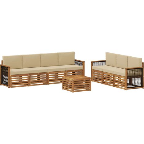 Sofagarnituren 8 stk. Natur und Beige Massivholz Akazie vidaXL (1/5)